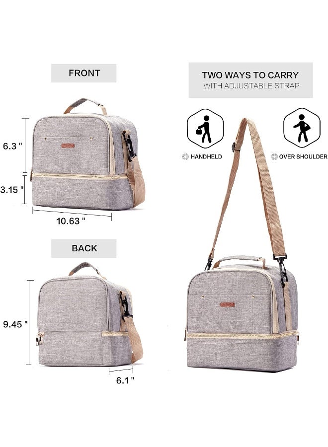 MOMIGO Breast Pump Bag Cooler Compartment Moistureproof Bag Double Layer for Mother Breast Milk Pump Lunch Bag Outdoor Working (Grey) - Image 5